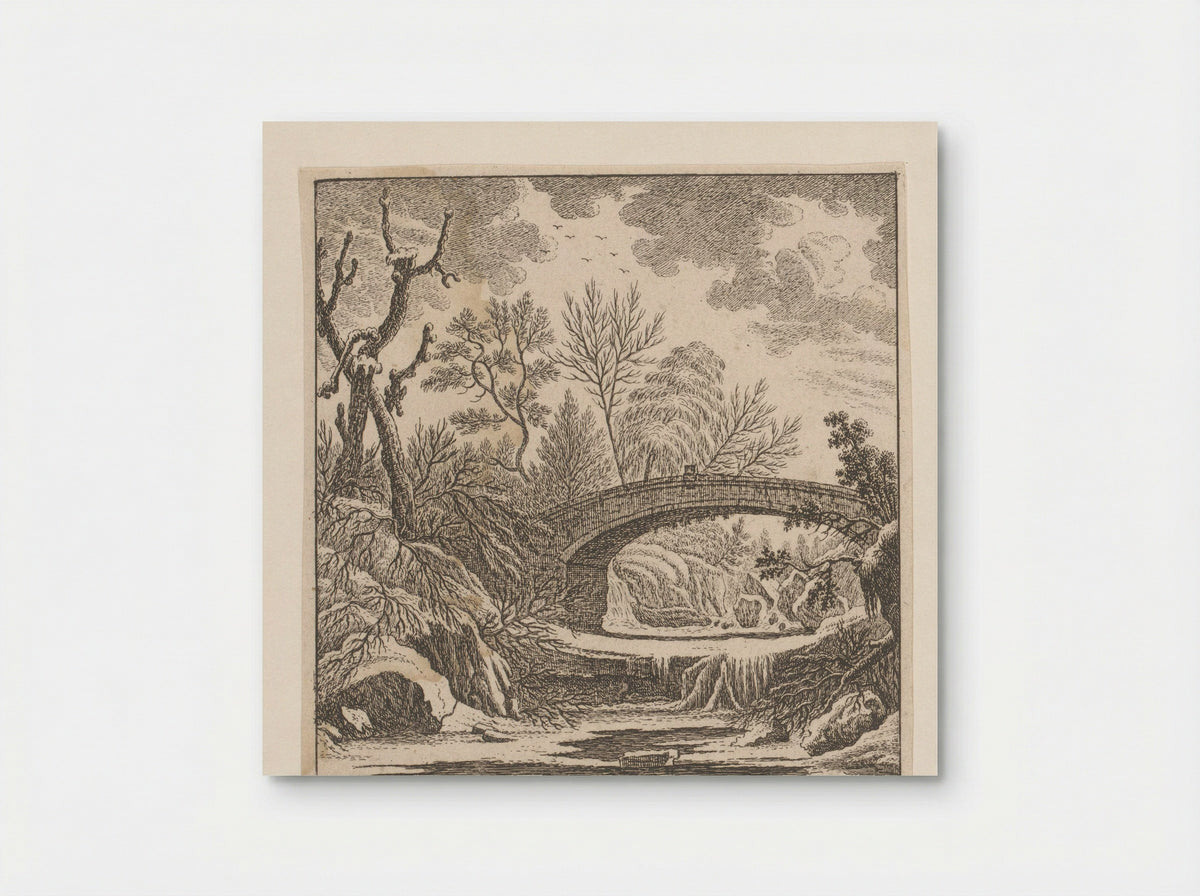 Landschap met een brug over een bevroren beek - Johann Caspar Ulinger - Poster