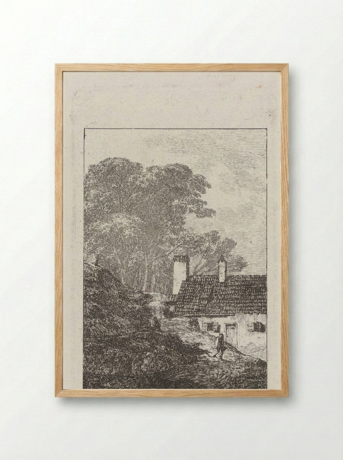 Landschap met een gotisch gebouw en voorstelling van een heuvellandschap met een huis - Johann Velten - Framed Print Wood
