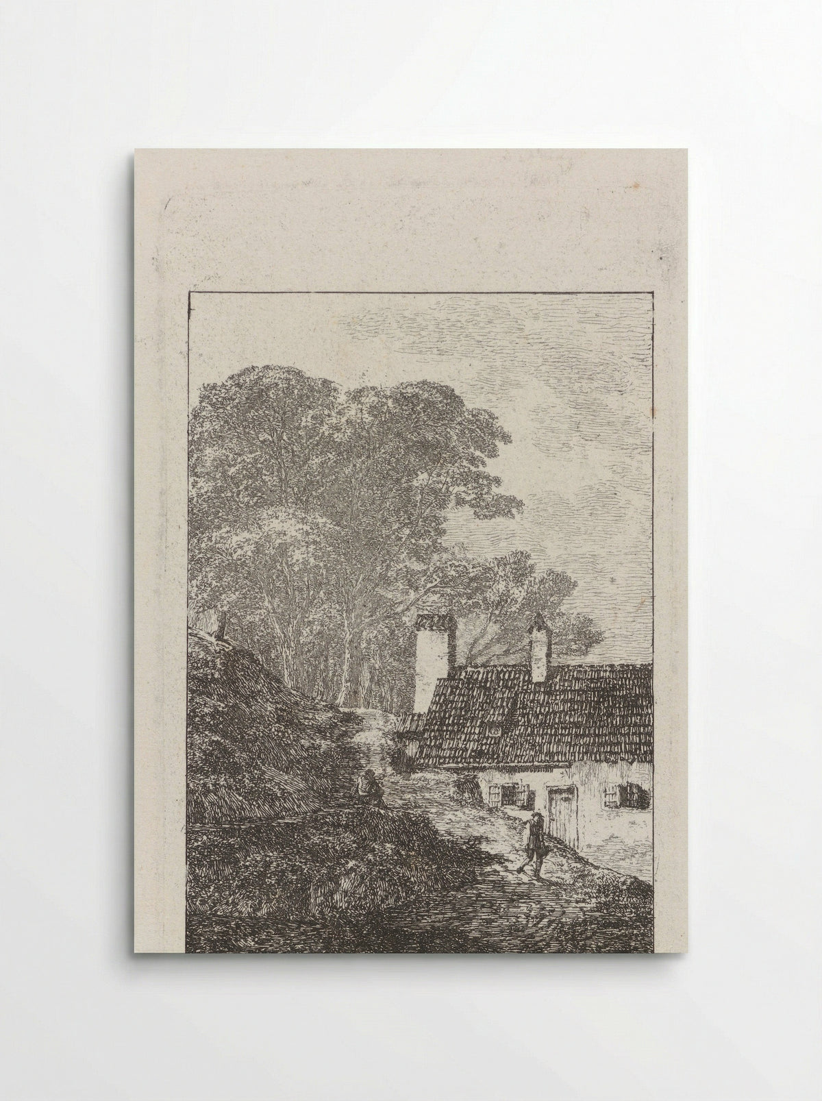 Landschap met een gotisch gebouw en voorstelling van een heuvellandschap met een huis - Johann Velten - Poster
