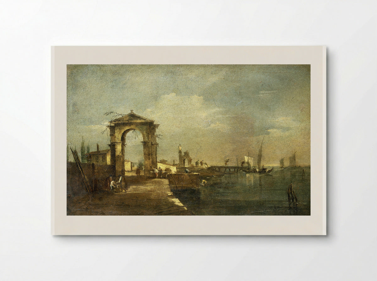 Landschap met een kade en schepen op een meer - Francesco Guardi - Poster