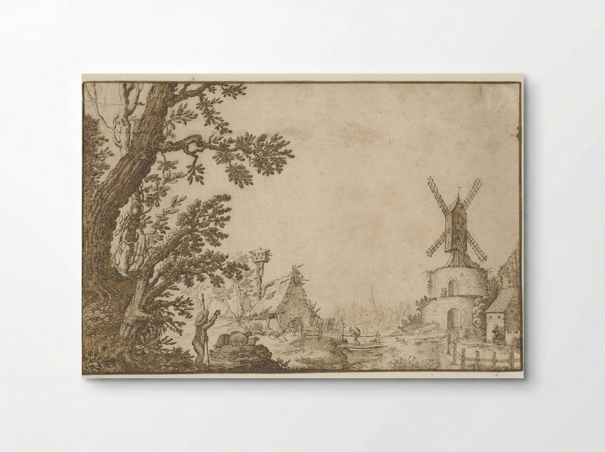 Landschap met een molen op een bolwerk - Herman Breckerveld - Poster