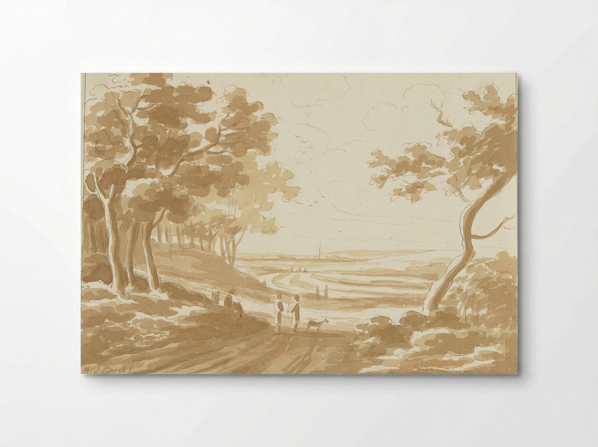 Landschap met een pad waarop mensen lopen - Hendrik van der Burgh - Poster