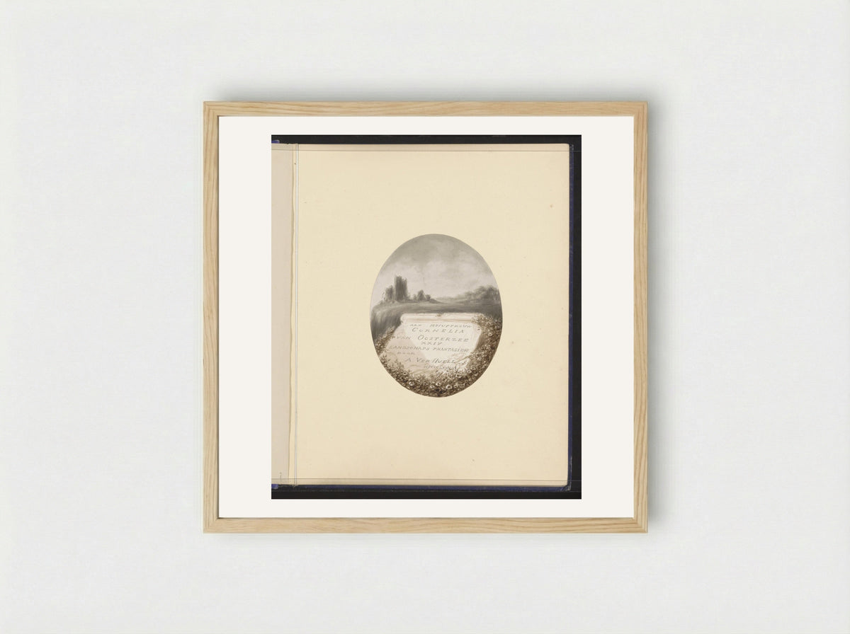 Landschap met een ruïne en tablet - Alexander Ver Huell - Framed Print Wood