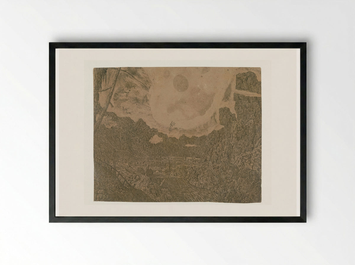 Landschap met een waterval, tweede versie - Hercules Segers - Framed Print Black