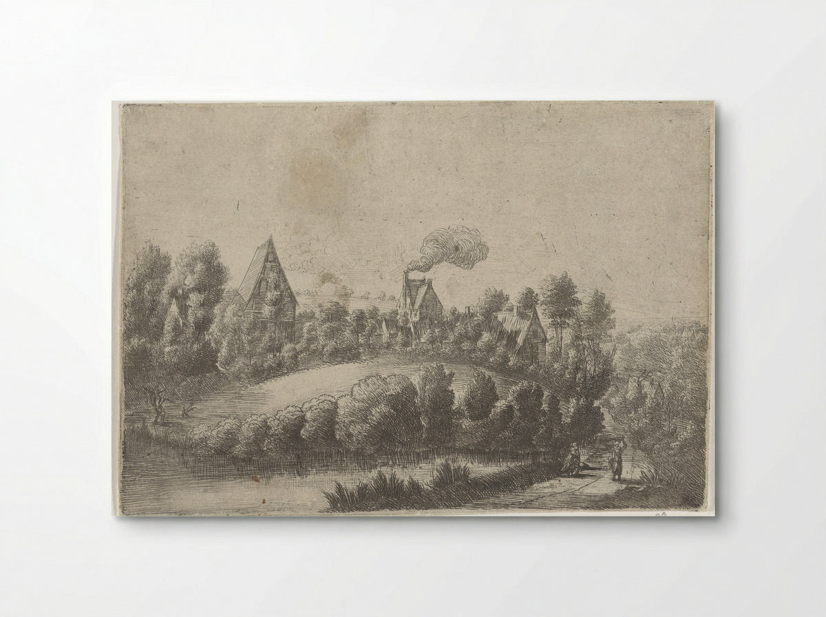 Landschap met enkele huizen - Jean Baptiste Bonnecroy - Poster