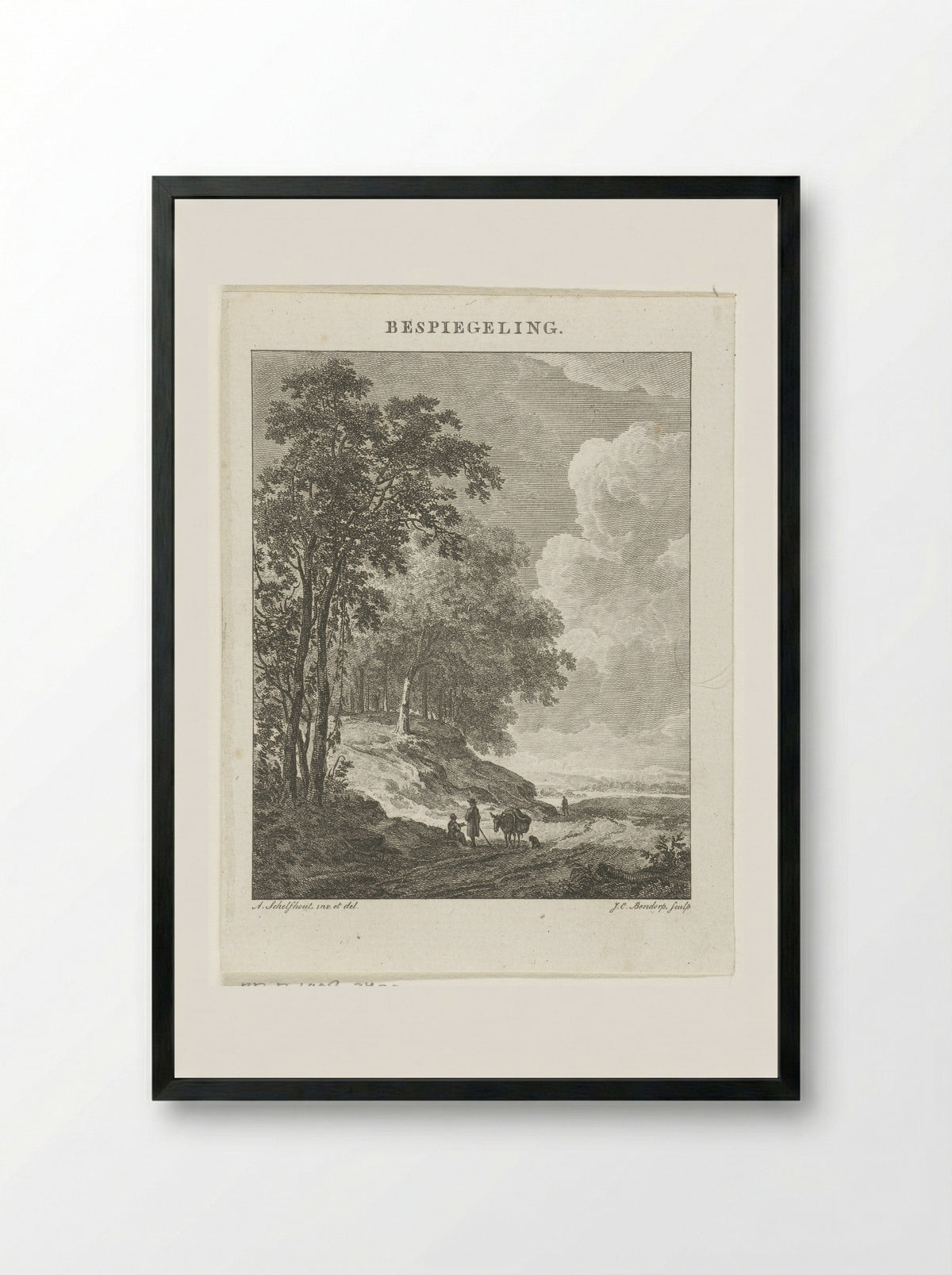 Landschap met figuren - Johannes Immerzeel - Framed Print Black
