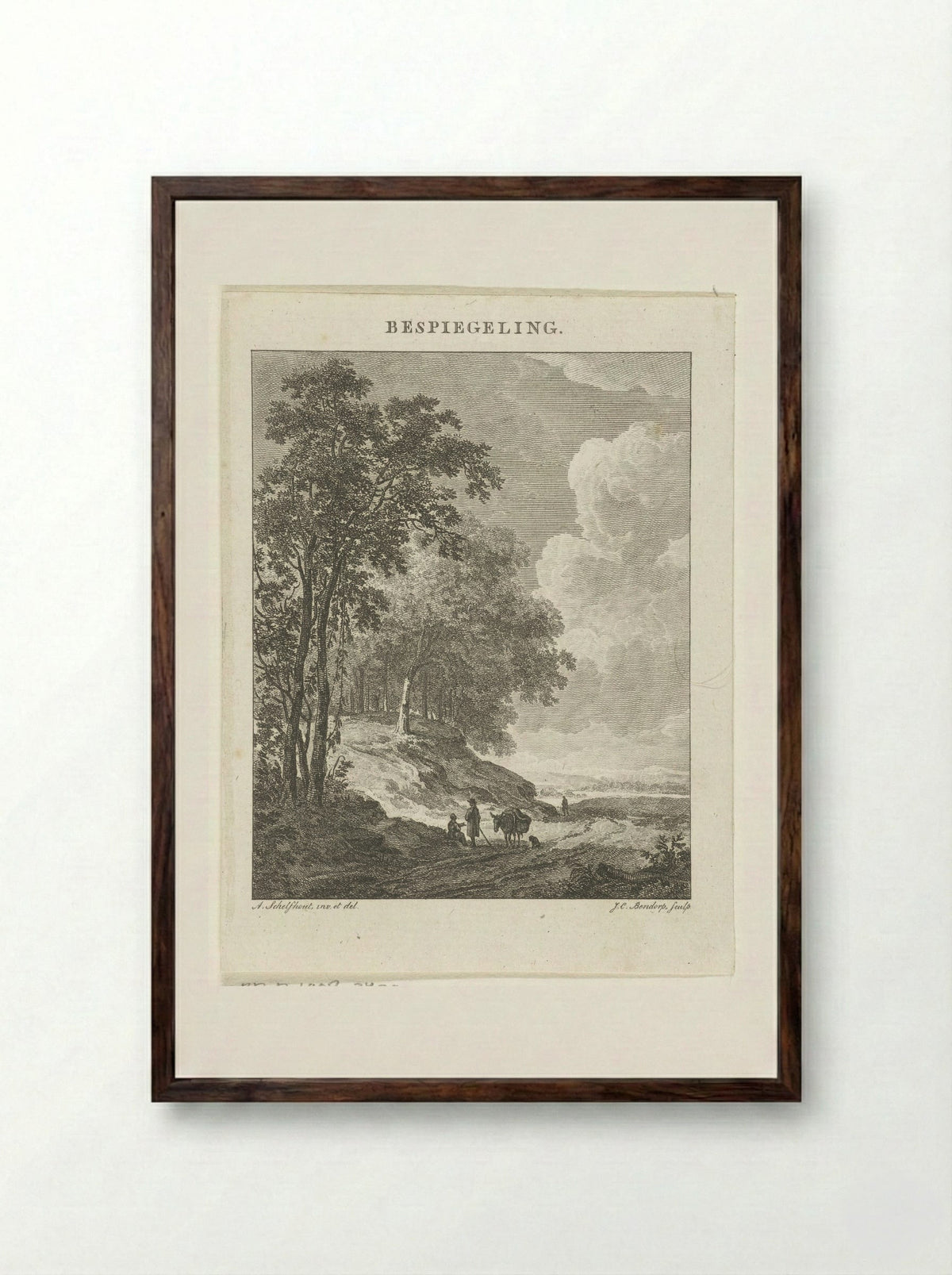 Landschap met figuren - Johannes Immerzeel - Framed Print Dark Wood
