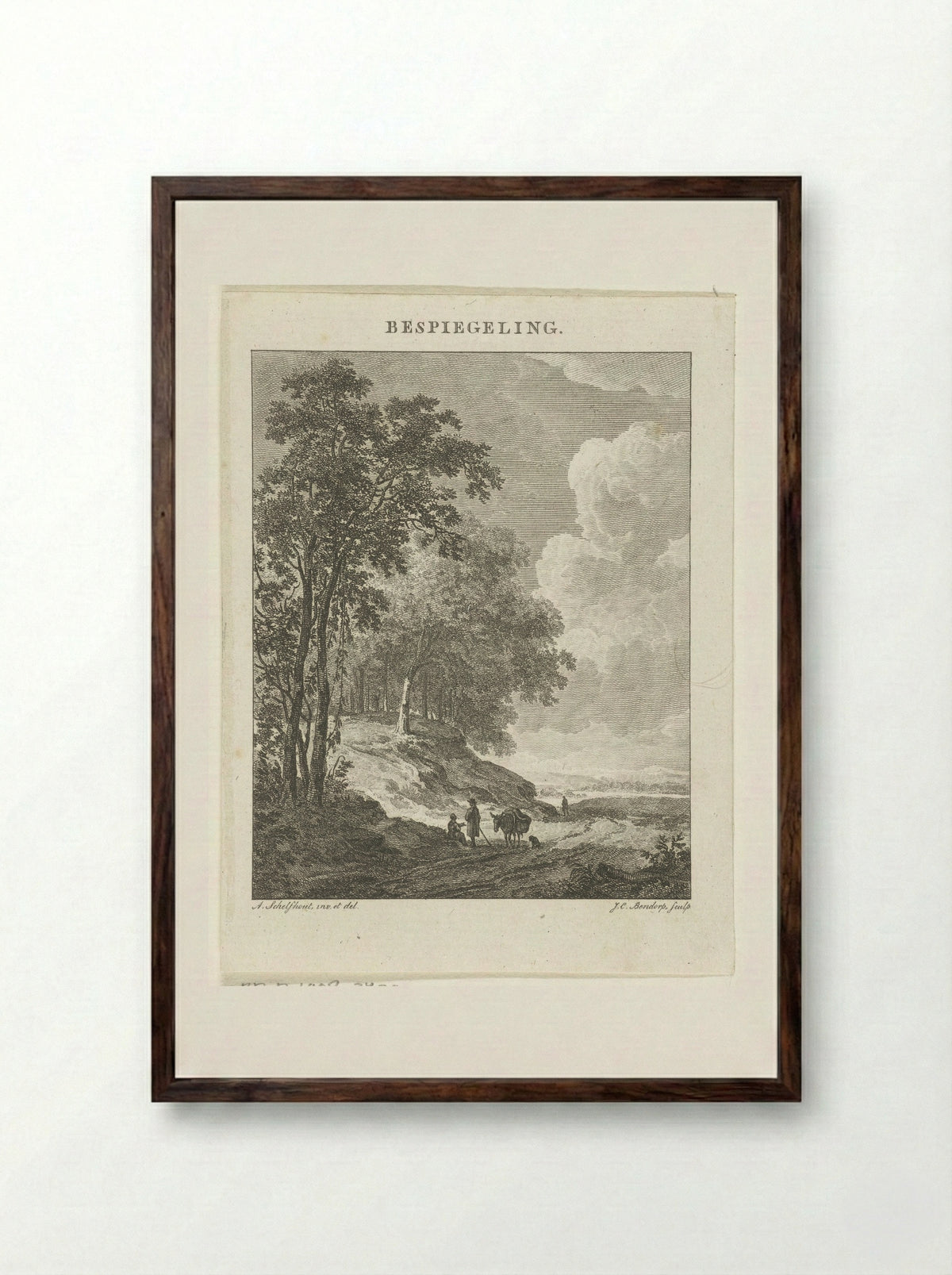Landschap met figuren - Johannes Immerzeel - Framed Print Dark Wood