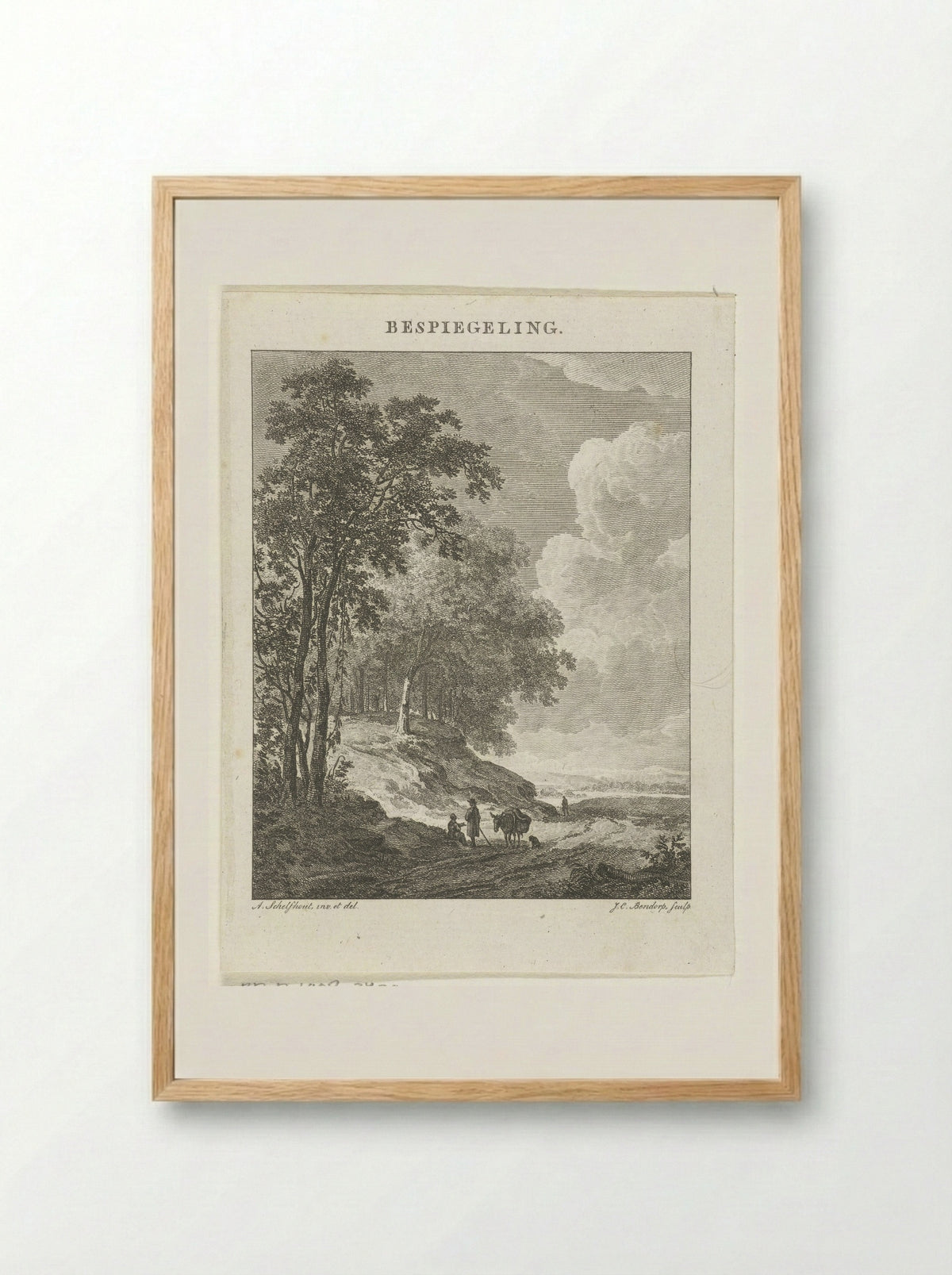 Landschap met figuren - Johannes Immerzeel - Framed Print Wood