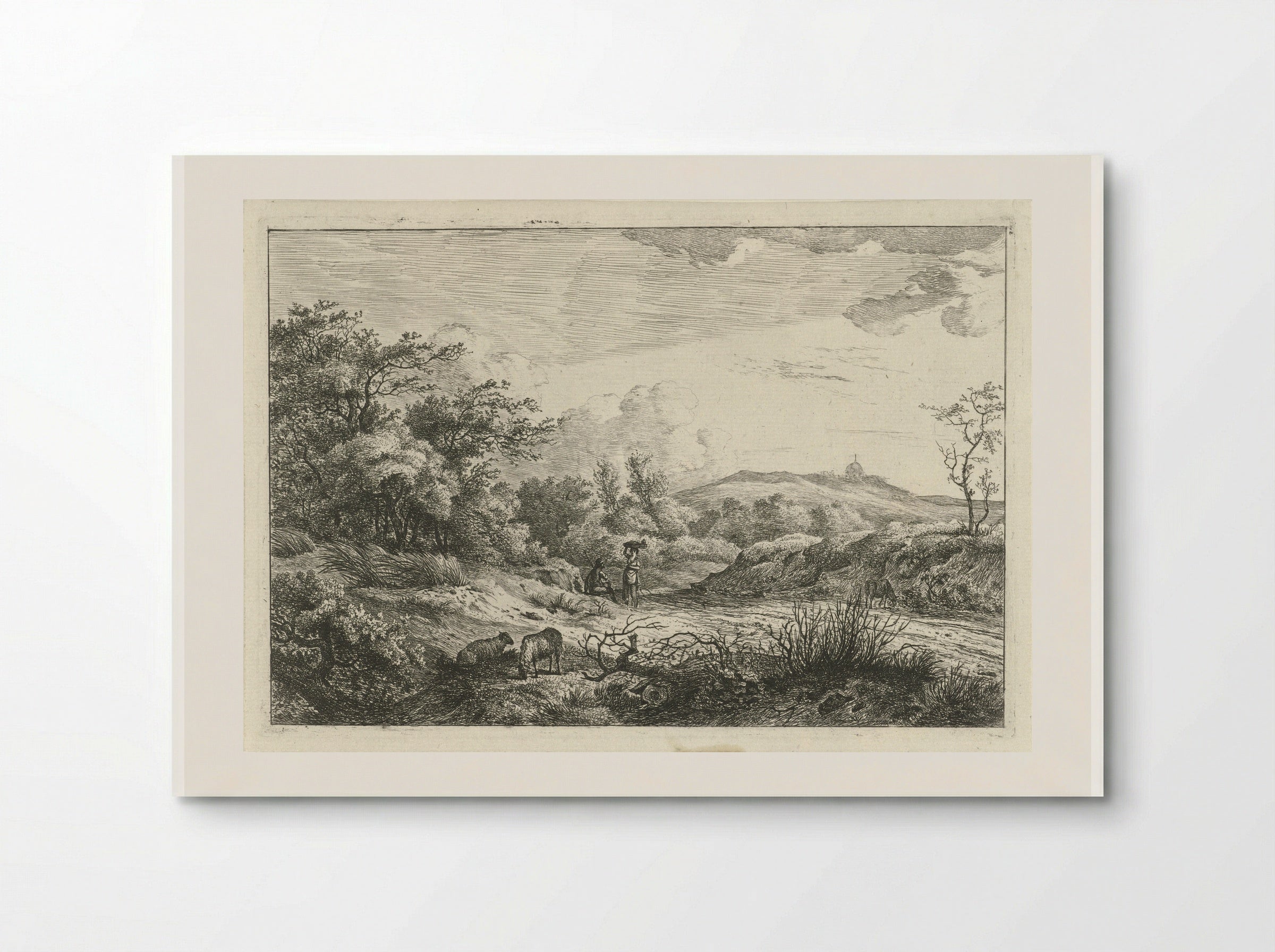 Landschap met herder en vrouw - Hermanus Fock - Poster