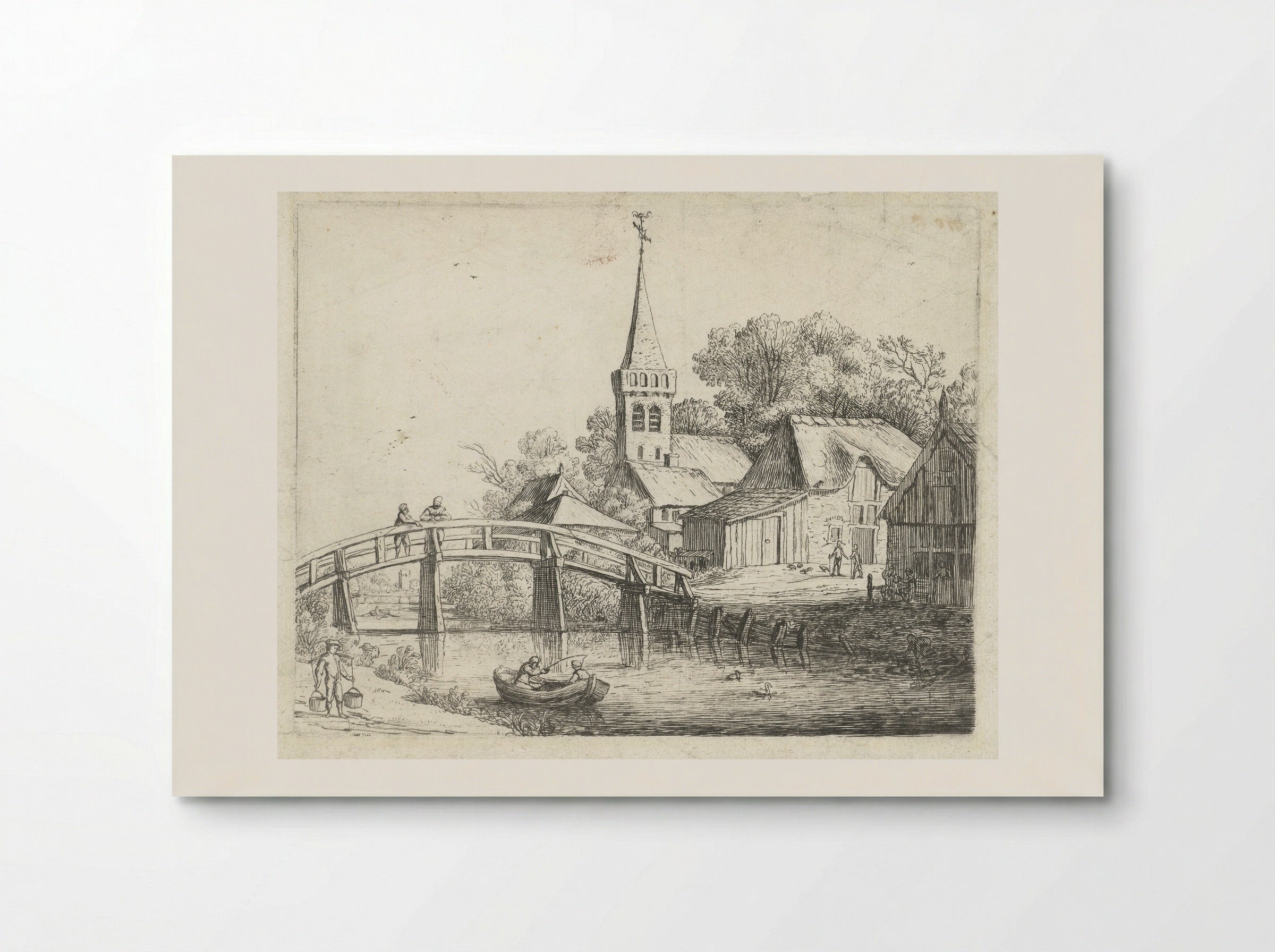 Landschap met houten brug - Jan van de Cappelle - Poster