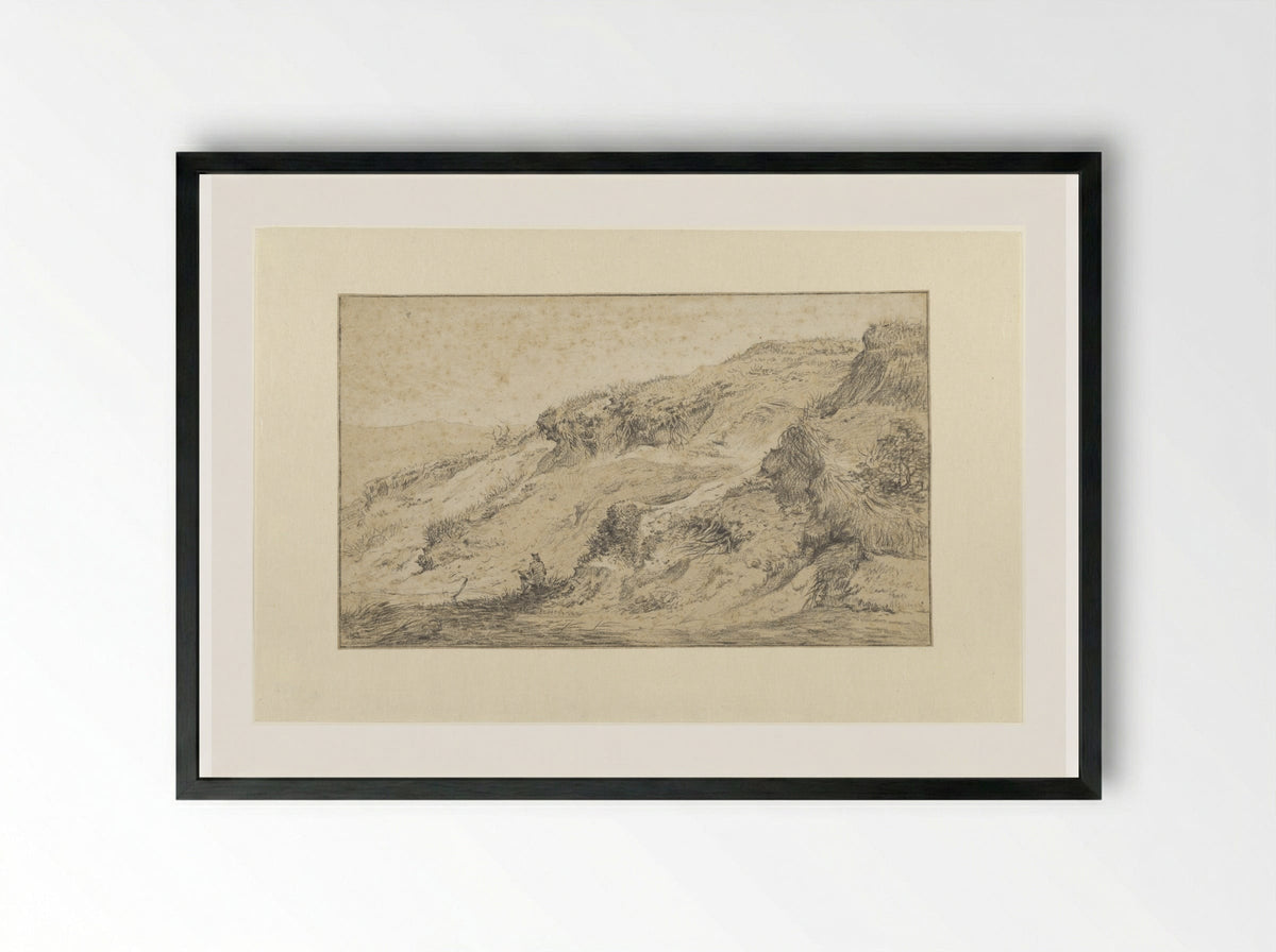Landschap met houtsprokkelaar - Hermanus Fock - Framed Print Black