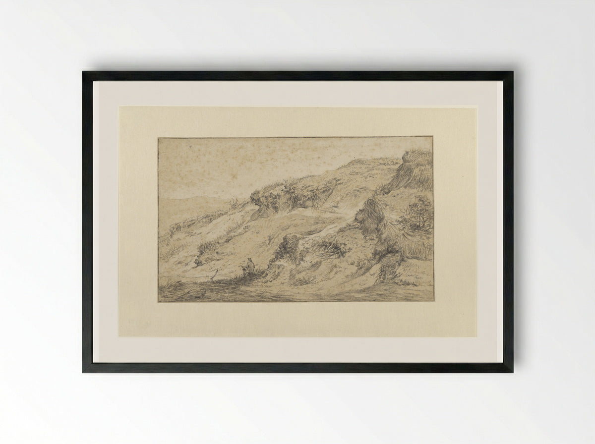 Landschap met houtsprokkelaar - Hermanus Fock - Framed Print Black