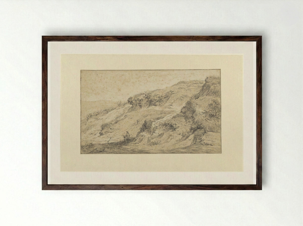 Landschap met houtsprokkelaar - Hermanus Fock - Framed Print Dark Wood