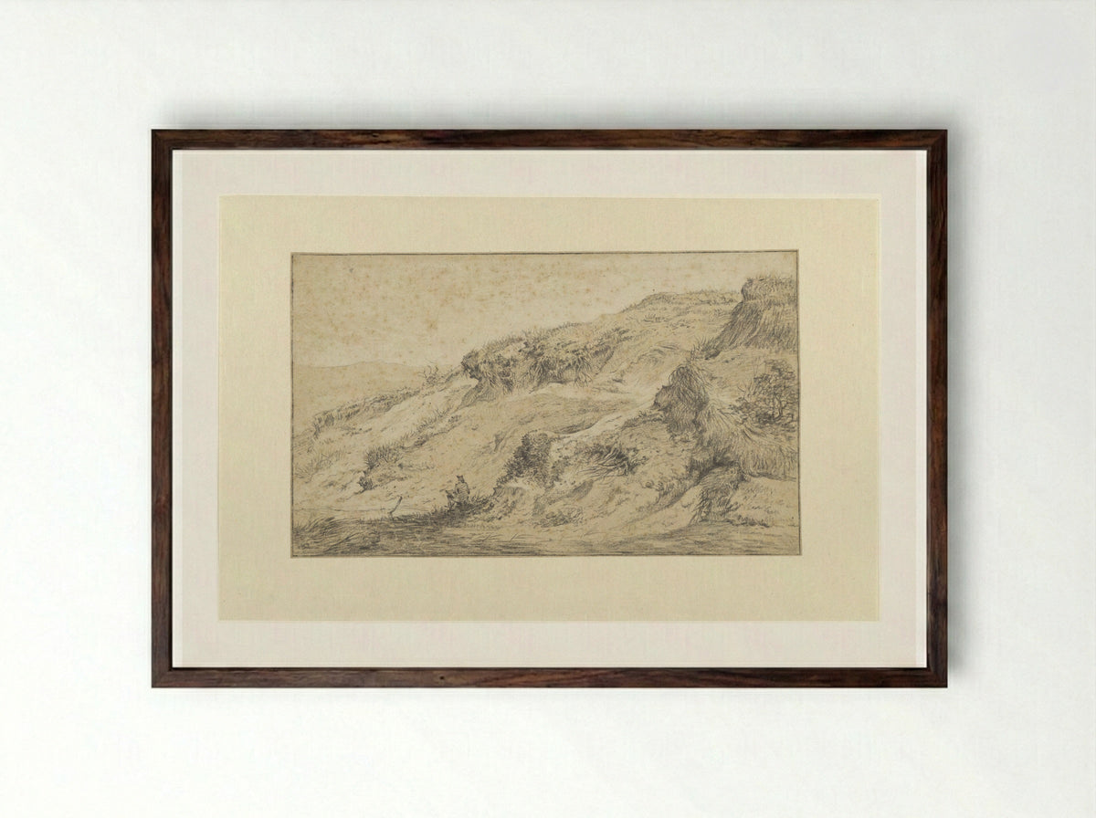 Landschap met houtsprokkelaar - Hermanus Fock - Framed Print Dark Wood