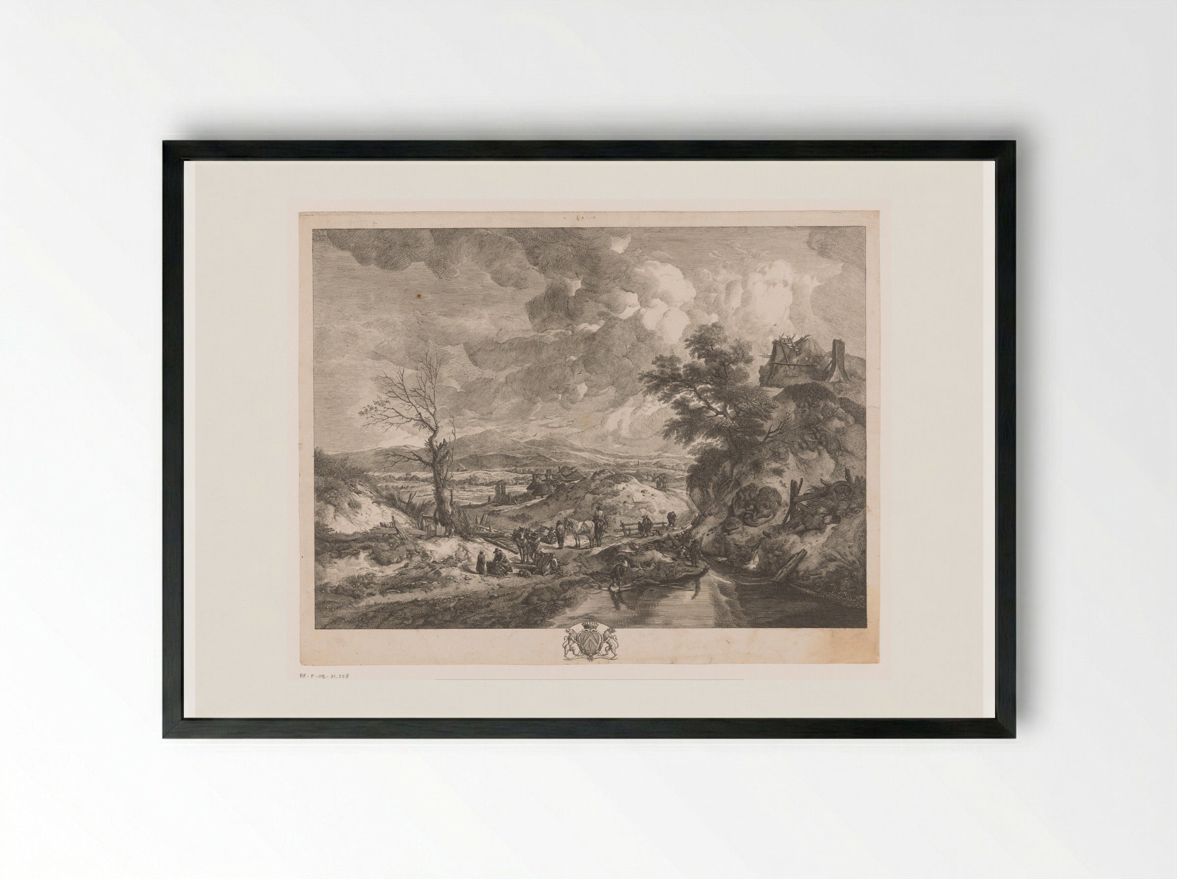 Landschap met houtsprokkelaars - Jean Moyreau - Framed Print Black