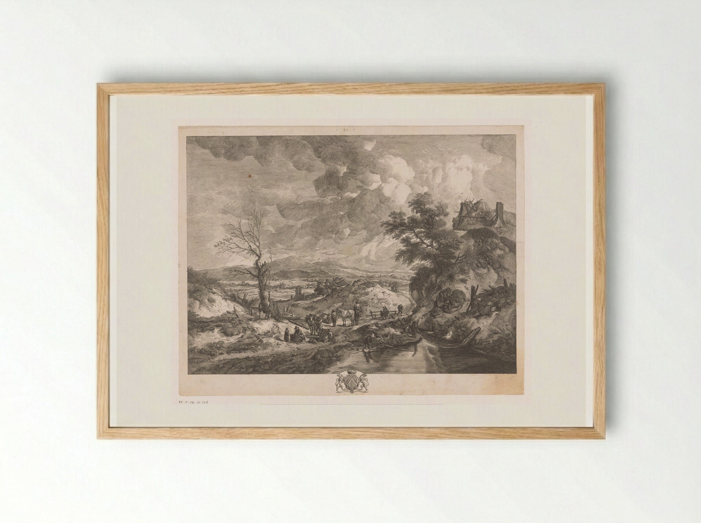 Landschap met houtsprokkelaars - Jean Moyreau - Framed Print Wood