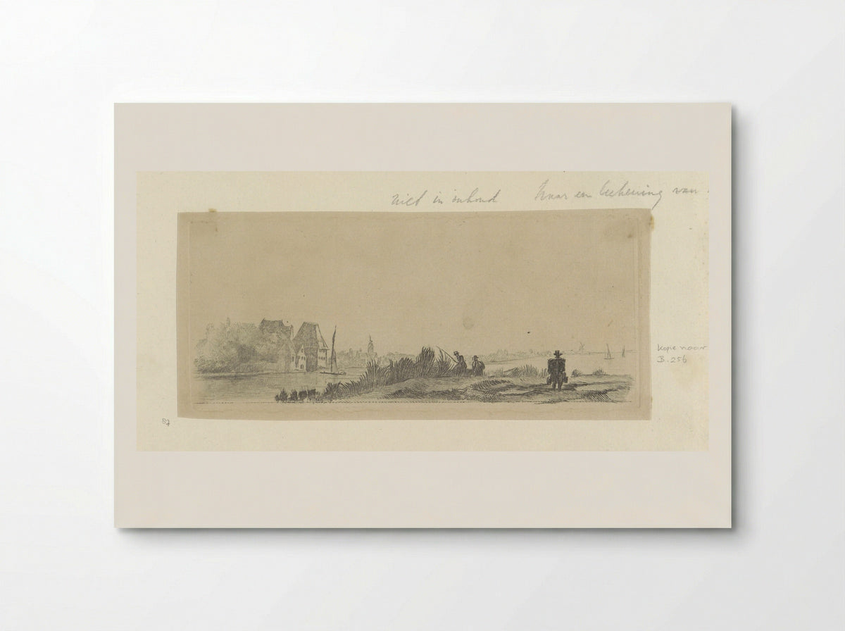 Landschap met kanaal, hengelaars en melkboer - Henry Louis Basan - Poster