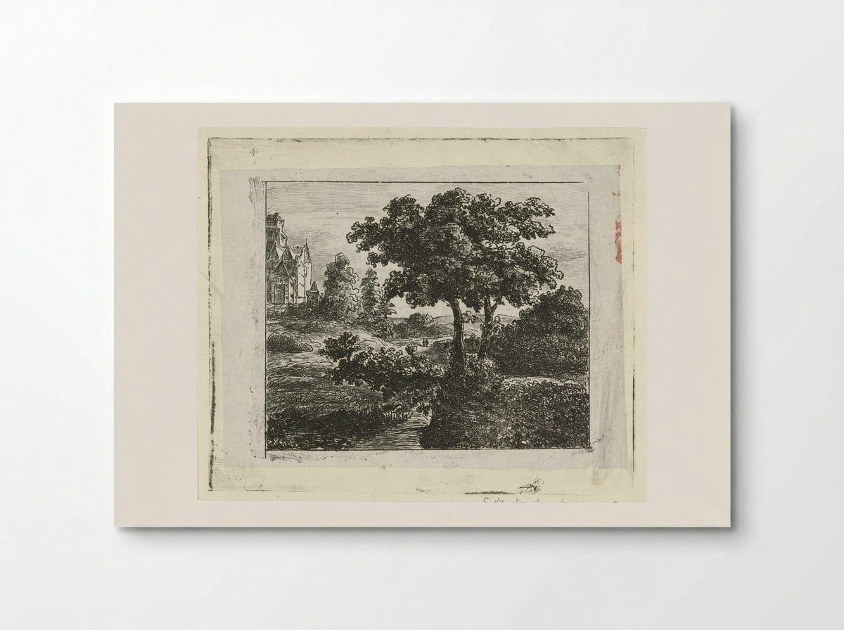 Landschap met kerk op een heuvel - Johannes Adrianus van der Drift - Poster