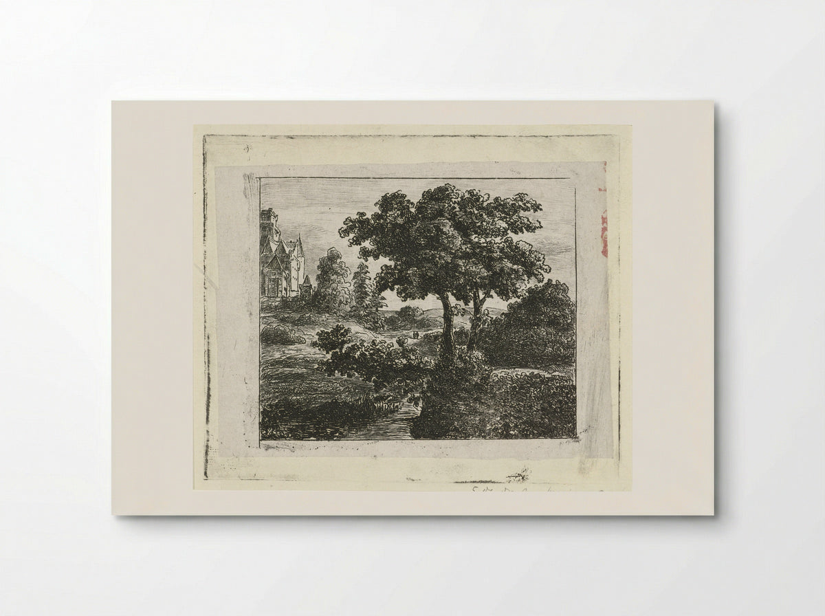 Landschap met kerk op een heuvel - Johannes Adrianus van der Drift - Poster