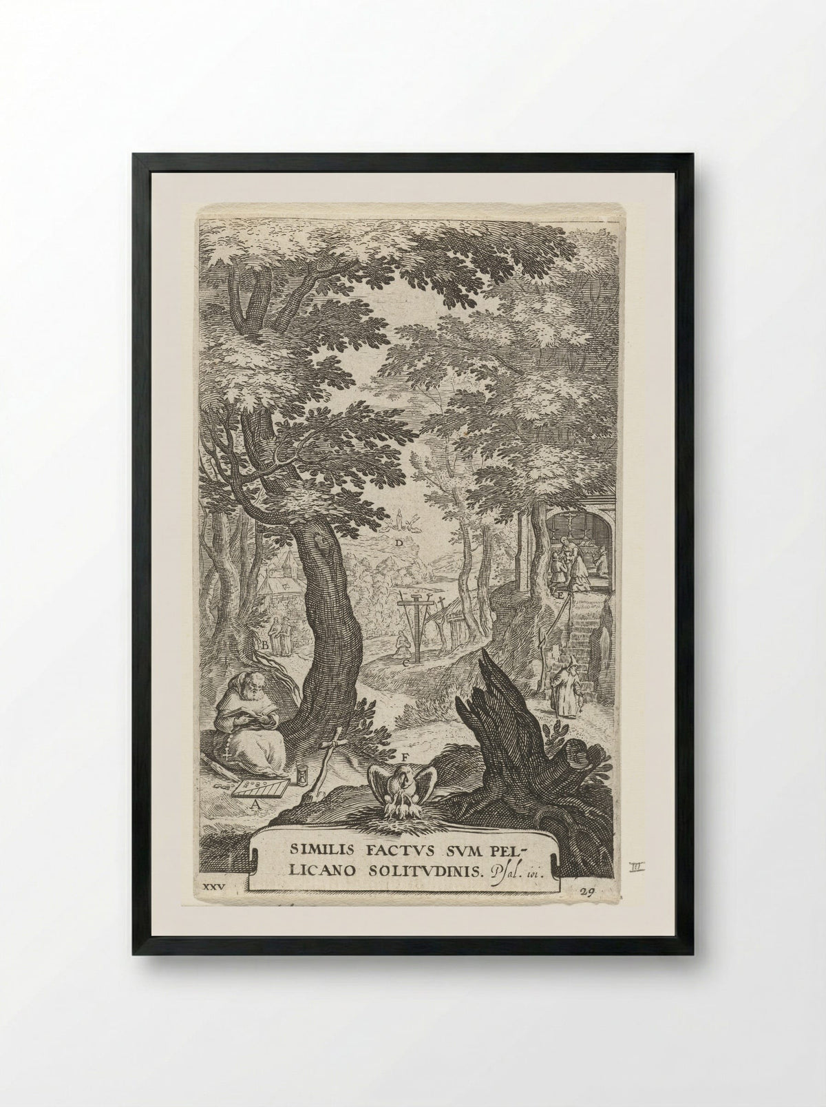 Landschap met kluizenaars - Boëtius Adamsz. Bolswert - Framed Print Black