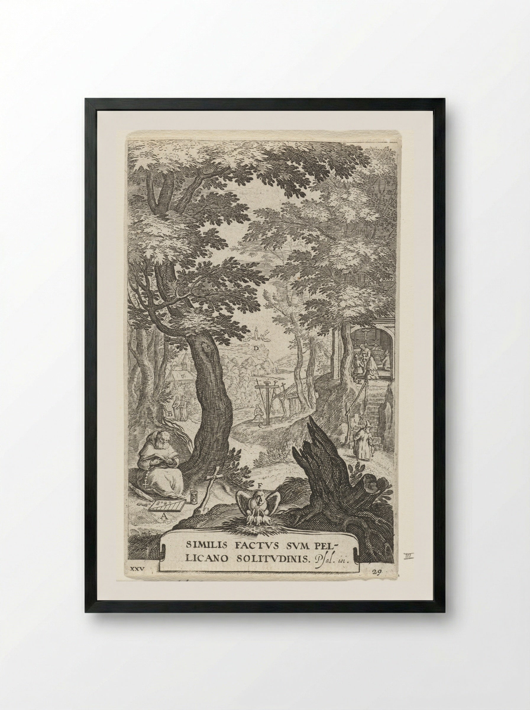 Landschap met kluizenaars - Boëtius Adamsz. Bolswert - Framed Print Black