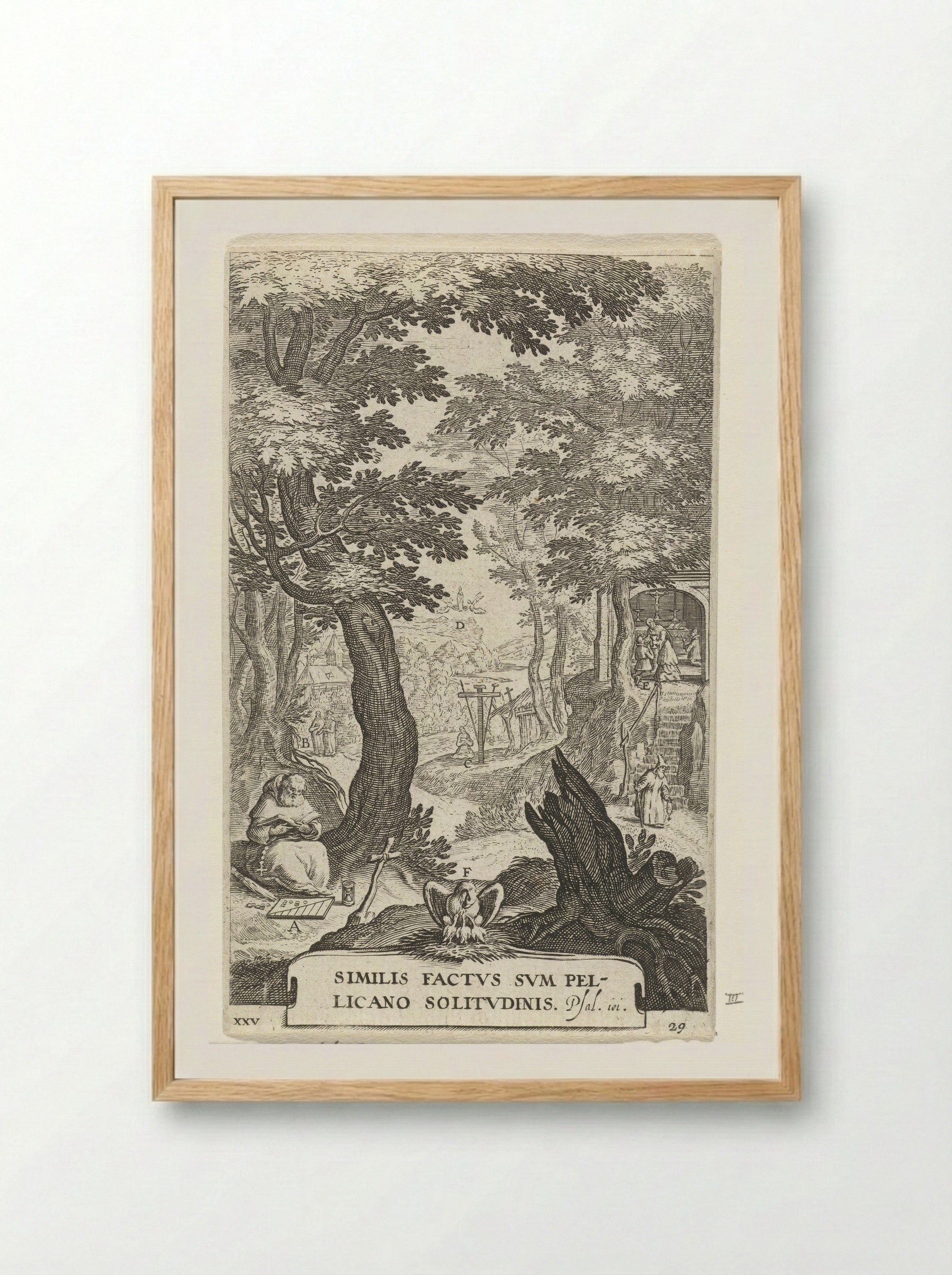 Landschap met kluizenaars - Boëtius Adamsz. Bolswert - Framed Print Wood
