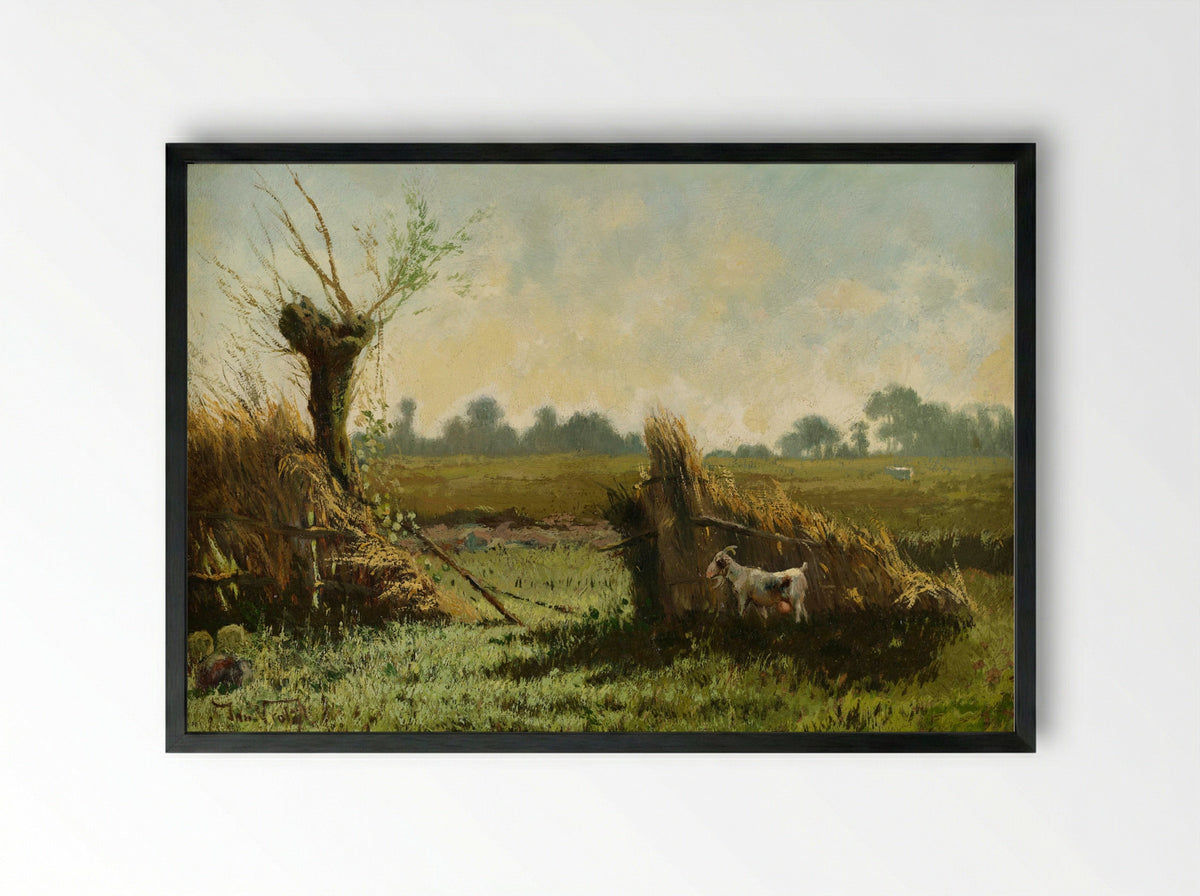 Landschap met koeien bij een water - Jan Vrolijk - Framed Print Black