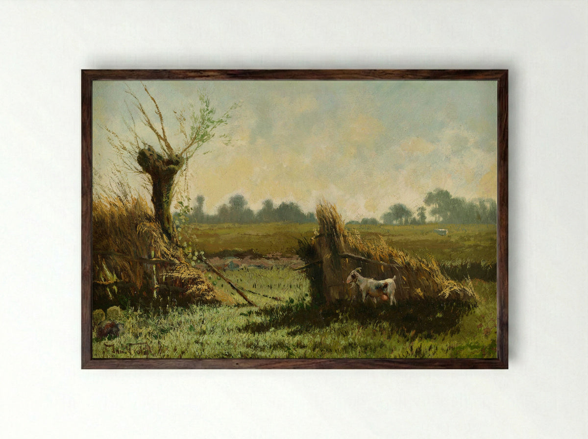 Landschap met koeien bij een water - Jan Vrolijk - Framed Print Dark Wood