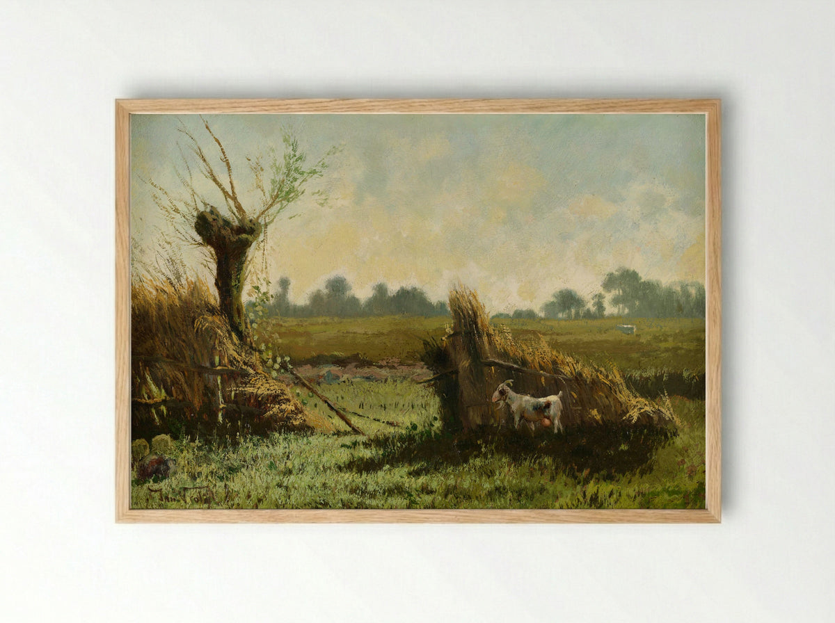 Landschap met koeien bij een water - Jan Vrolijk - Framed Print Wood