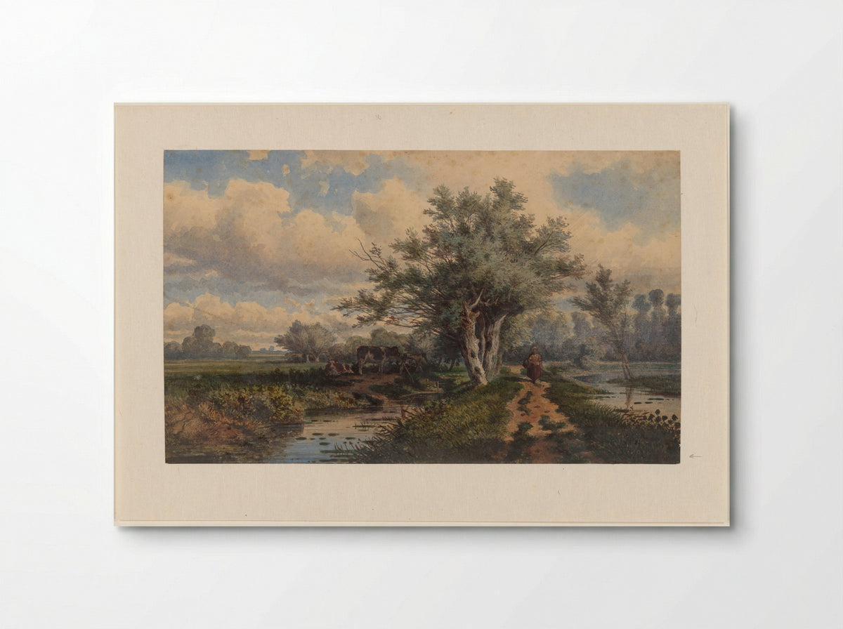 Landschap met koeien en water - Dirk van Lokhorst - Poster
