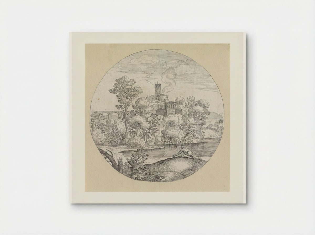 Landschap met kruipende man - Giovanni Francesco Grimaldi - Poster