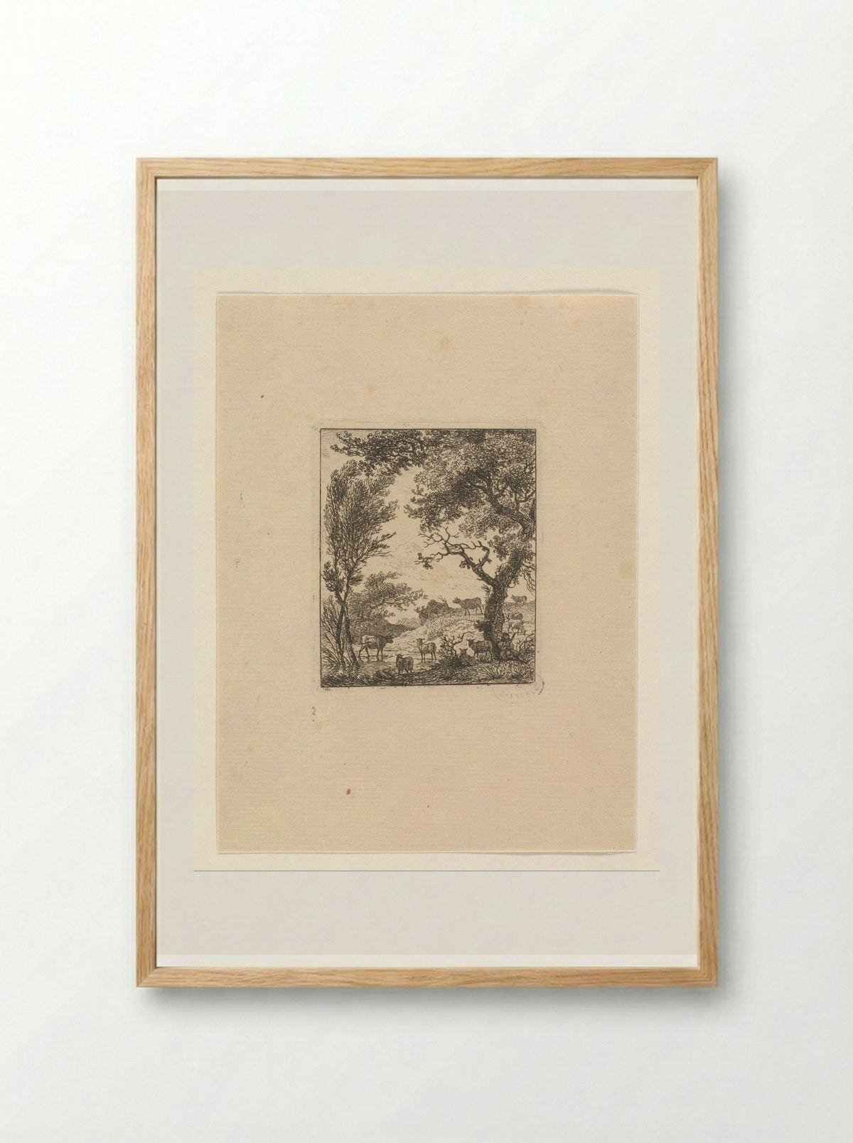 Landschap met kudde vee - Hermanus Fock - Framed Print Wood
