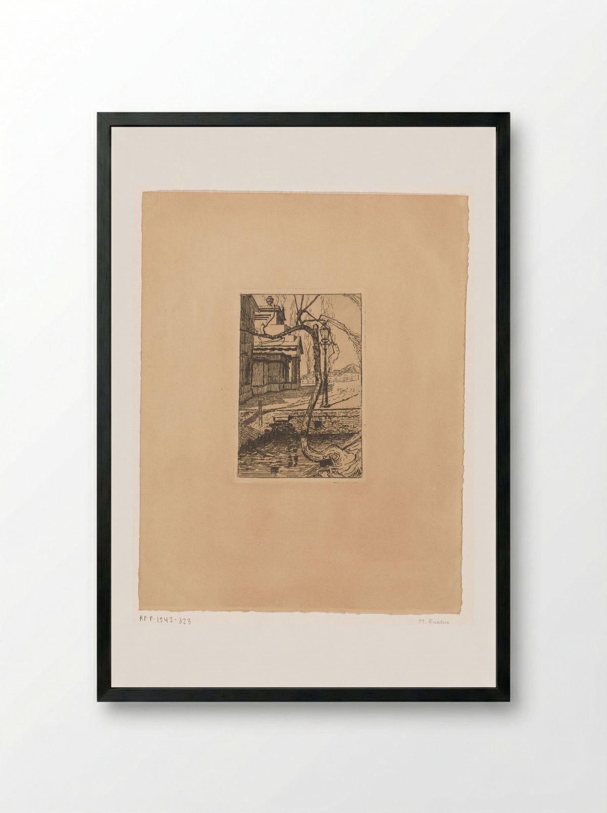 Landschap met landhuis en sloot - Marius Richters - Framed Print Black