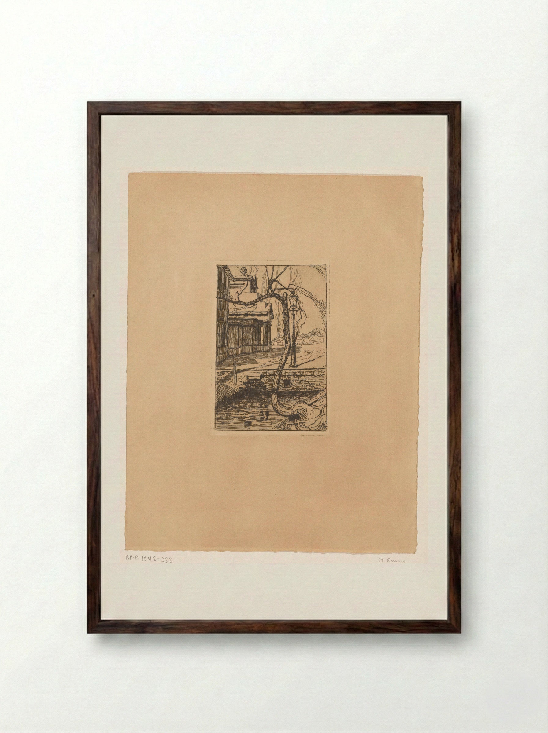 Landschap met landhuis en sloot - Marius Richters - Framed Print Dark Wood