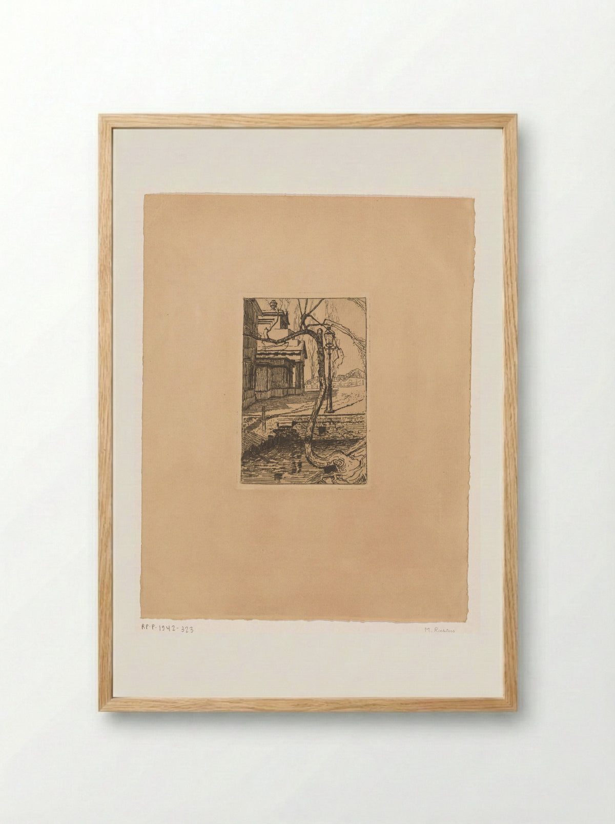 Landschap met landhuis en sloot - Marius Richters - Framed Print Wood