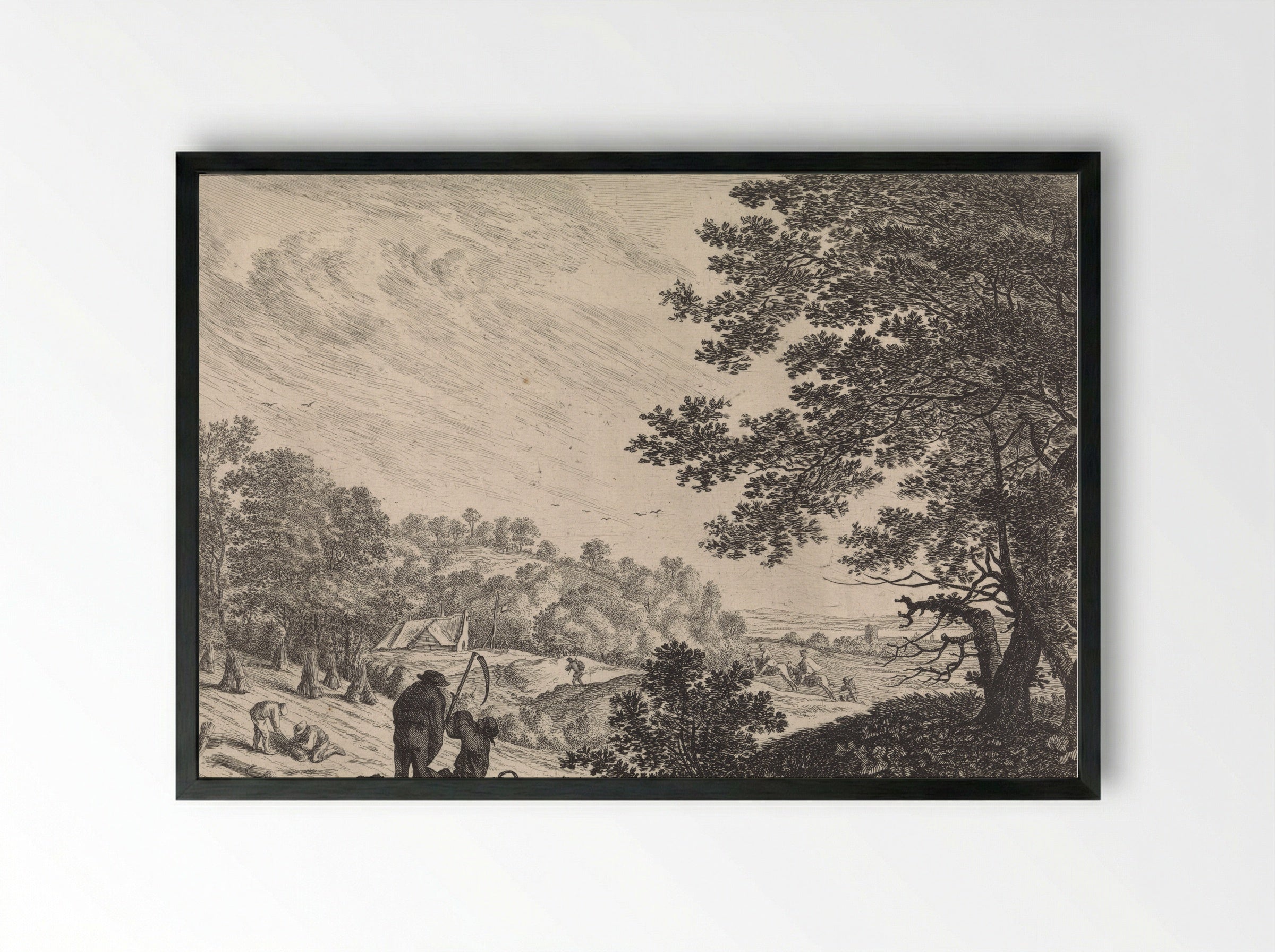 Landschap met maaiers - Pieter Nolpe - Framed Print Black