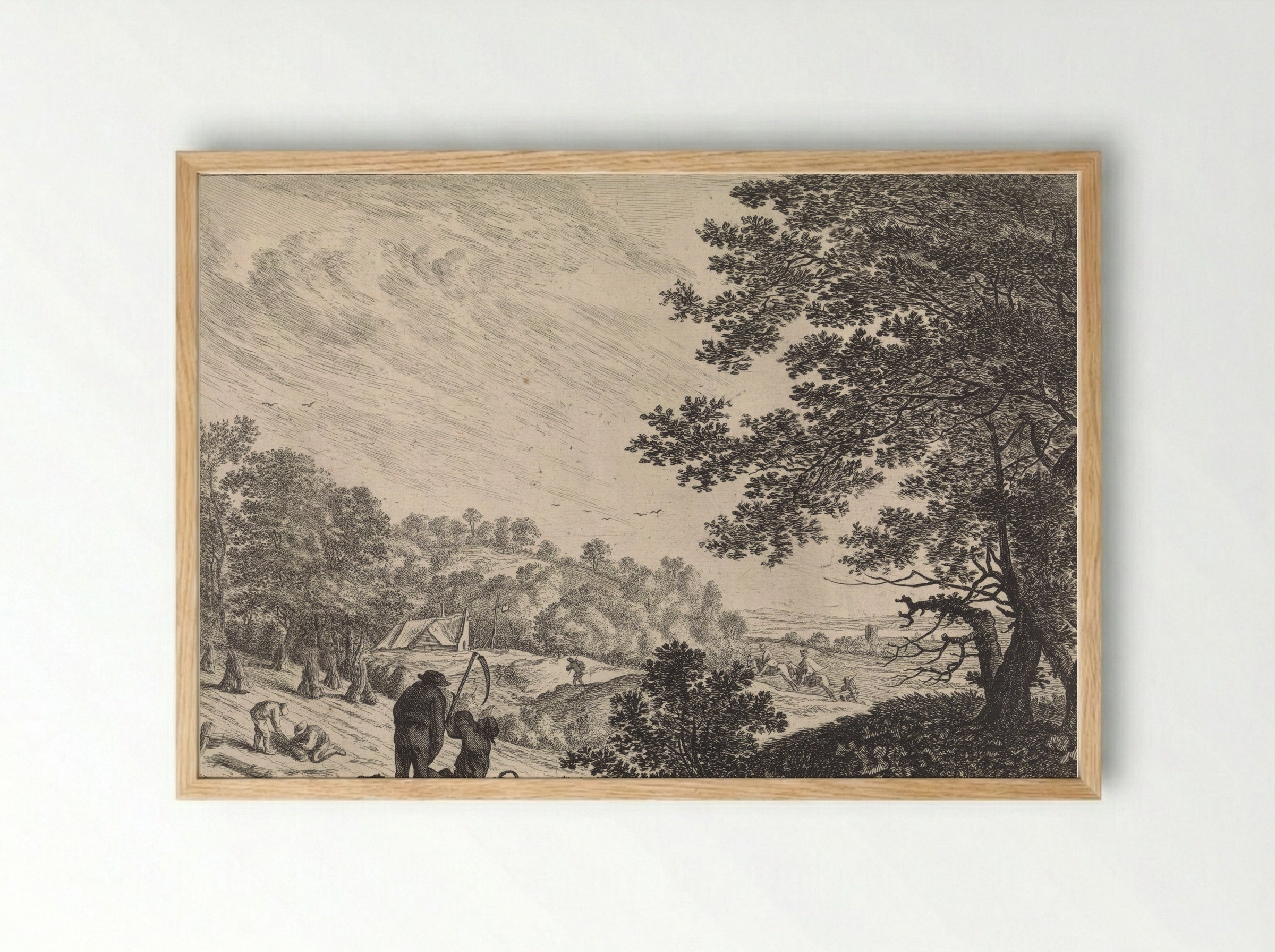 Landschap met maaiers - Pieter Nolpe - Framed Print Wood