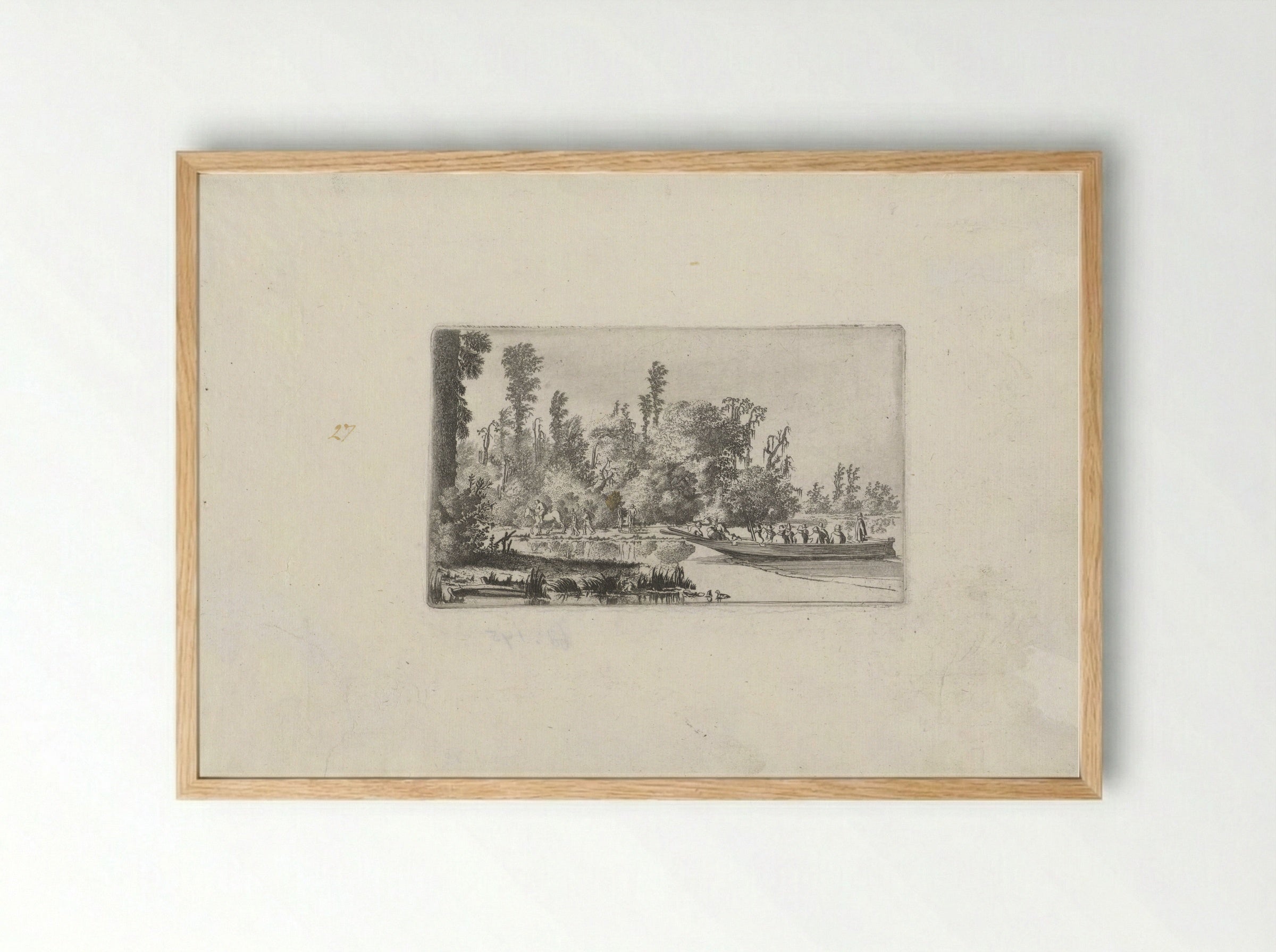 Landschap met mannen in een boot - Gillis van Scheyndel (I) - Framed Print Wood
