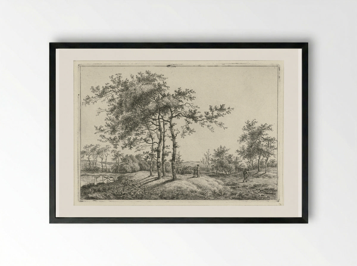 Landschap met moeder en kind - Hermanus Fock - Framed Print Black