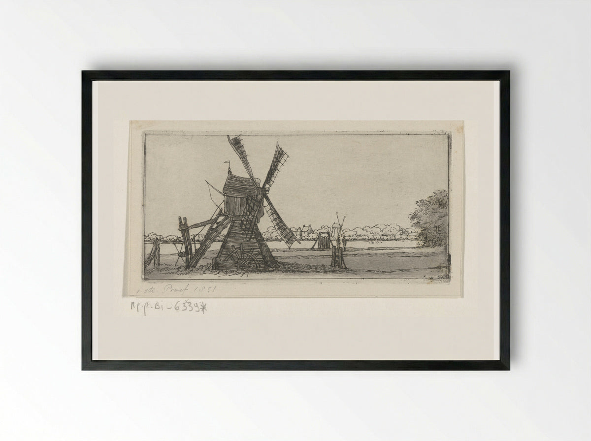 Landschap met molen - Jacobus Ludovicus Cornet - Framed Print Black