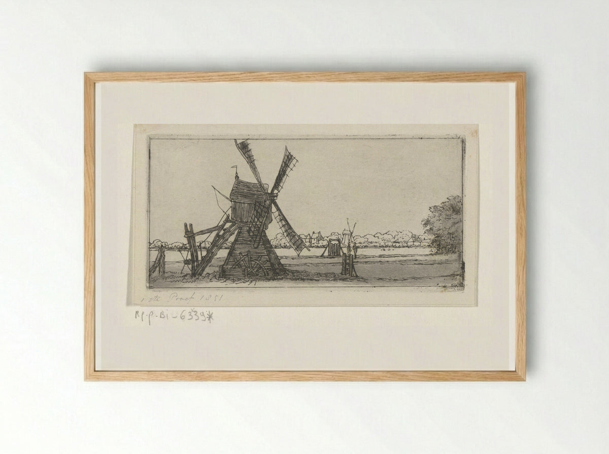 Landschap met molen - Jacobus Ludovicus Cornet - Framed Print Wood