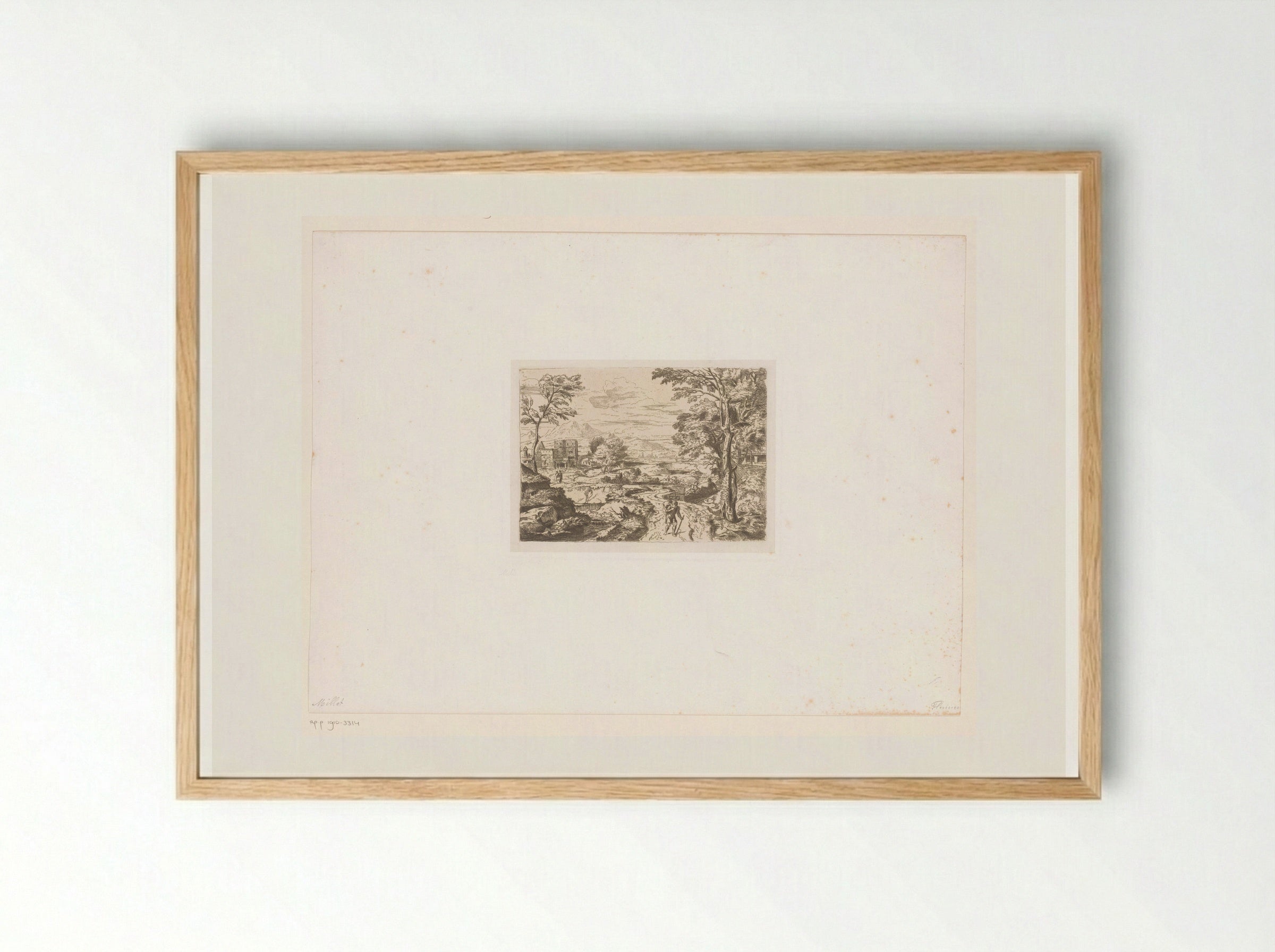 Landschap met pad langs een stroom - Léopold Flameng - Framed Print Wood