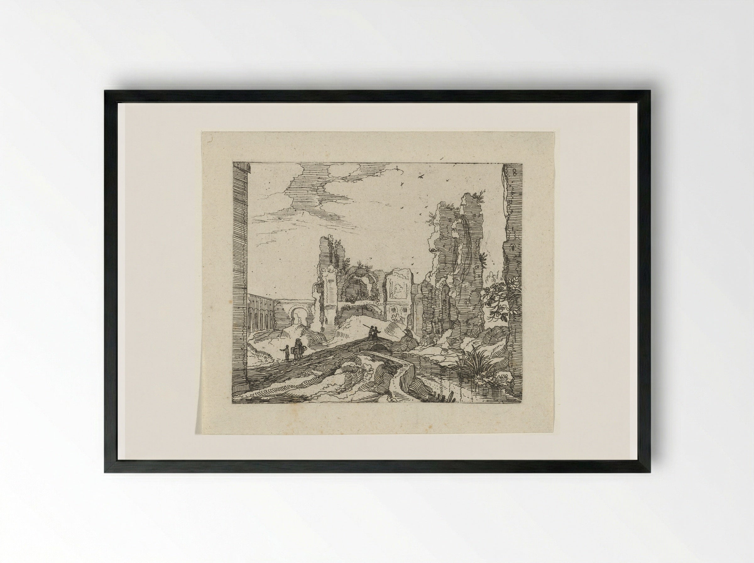 Landschap met poort en ruïne - Guilliam van Nieulandt (II) - Framed Print Black