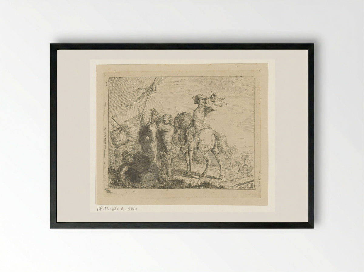 Landschap met reizigers en ruiters - Jan Karel Jacob de Jonge - Framed Print Black