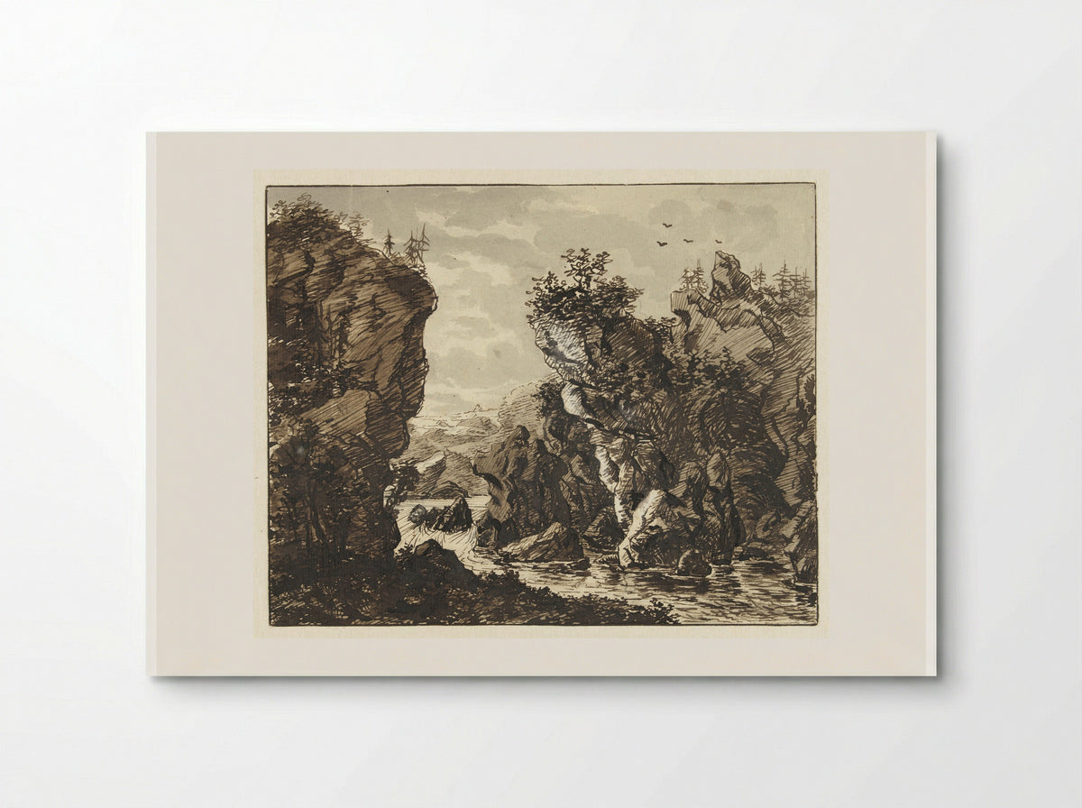 Landschap met rivier tussen rotsen - Ernst Willem Jan Bagelaar - Poster