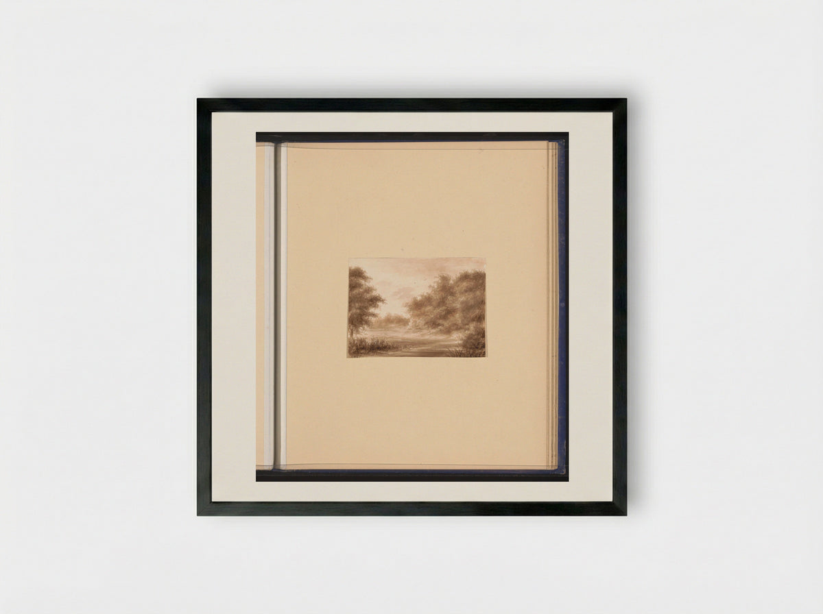 Landschap met rivier - Alexander Ver Huell - Framed Print Black