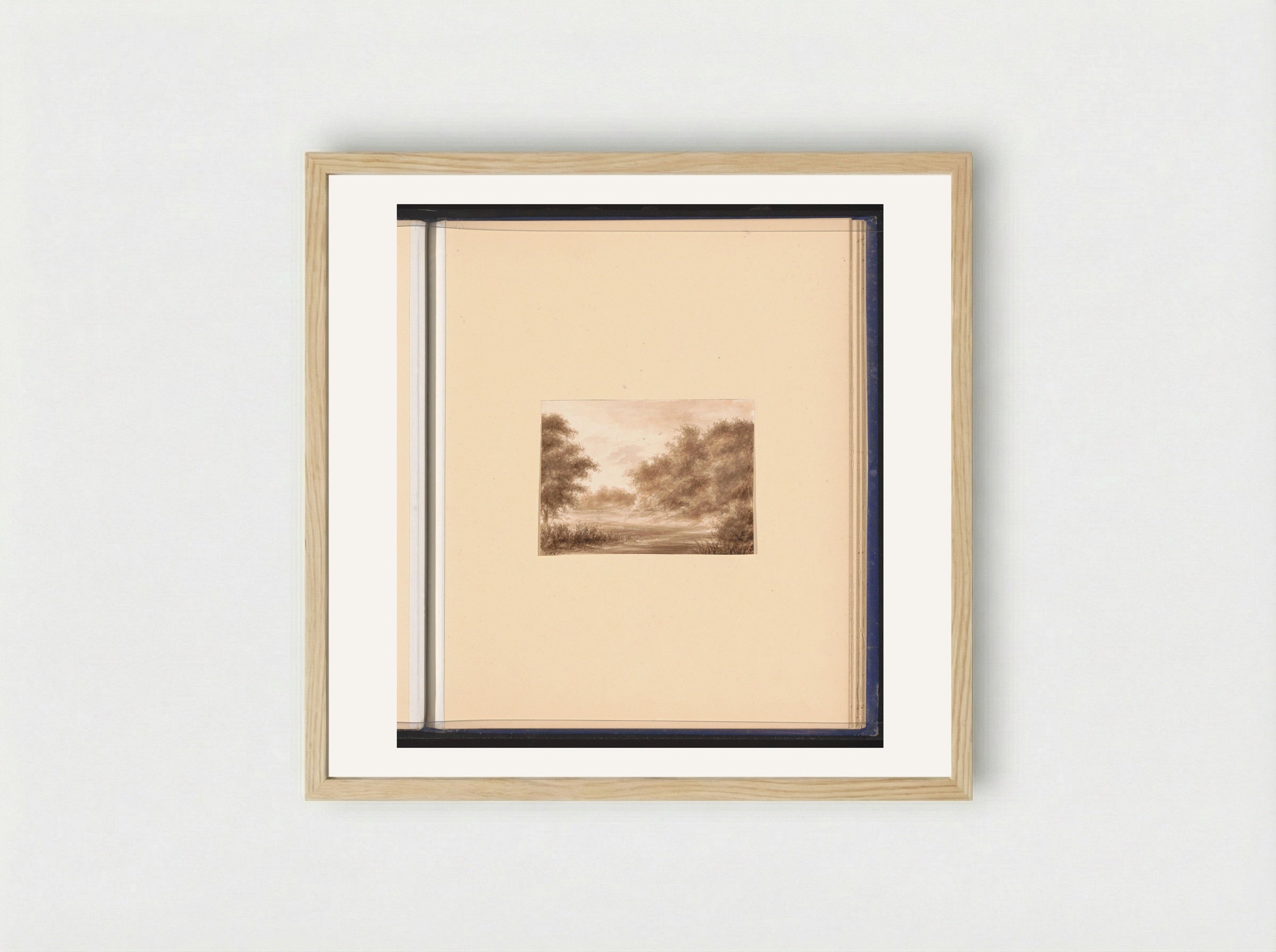 Landschap met rivier - Alexander Ver Huell - Framed Print Wood