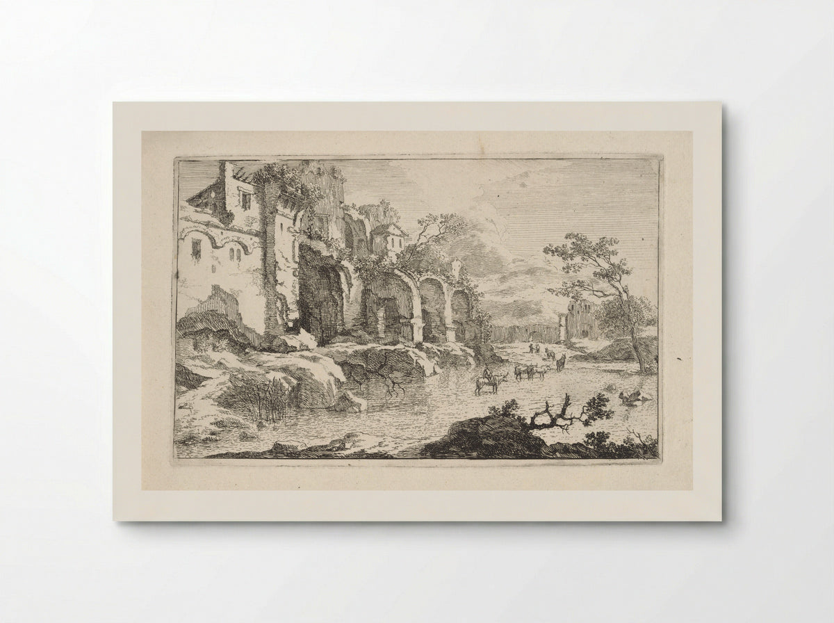 Landschap met ruïne en herder - Jan Smees - Poster