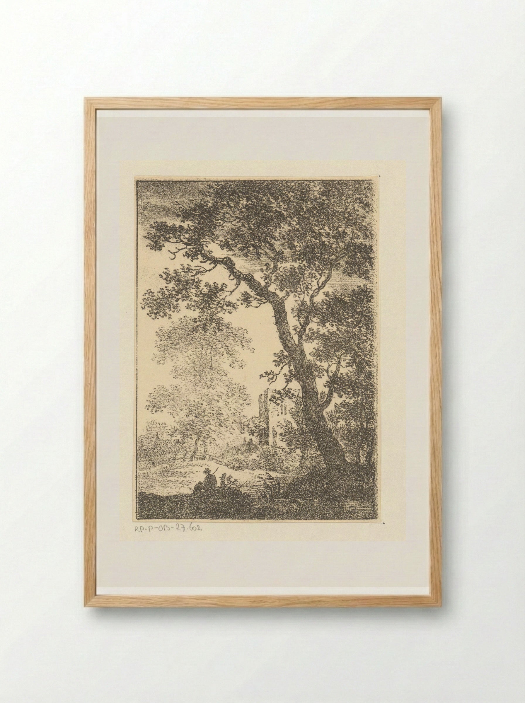 Landschap met ruïne en zittende figuur - Pieter Bartholomeusz. Barbiers - Framed Print Wood